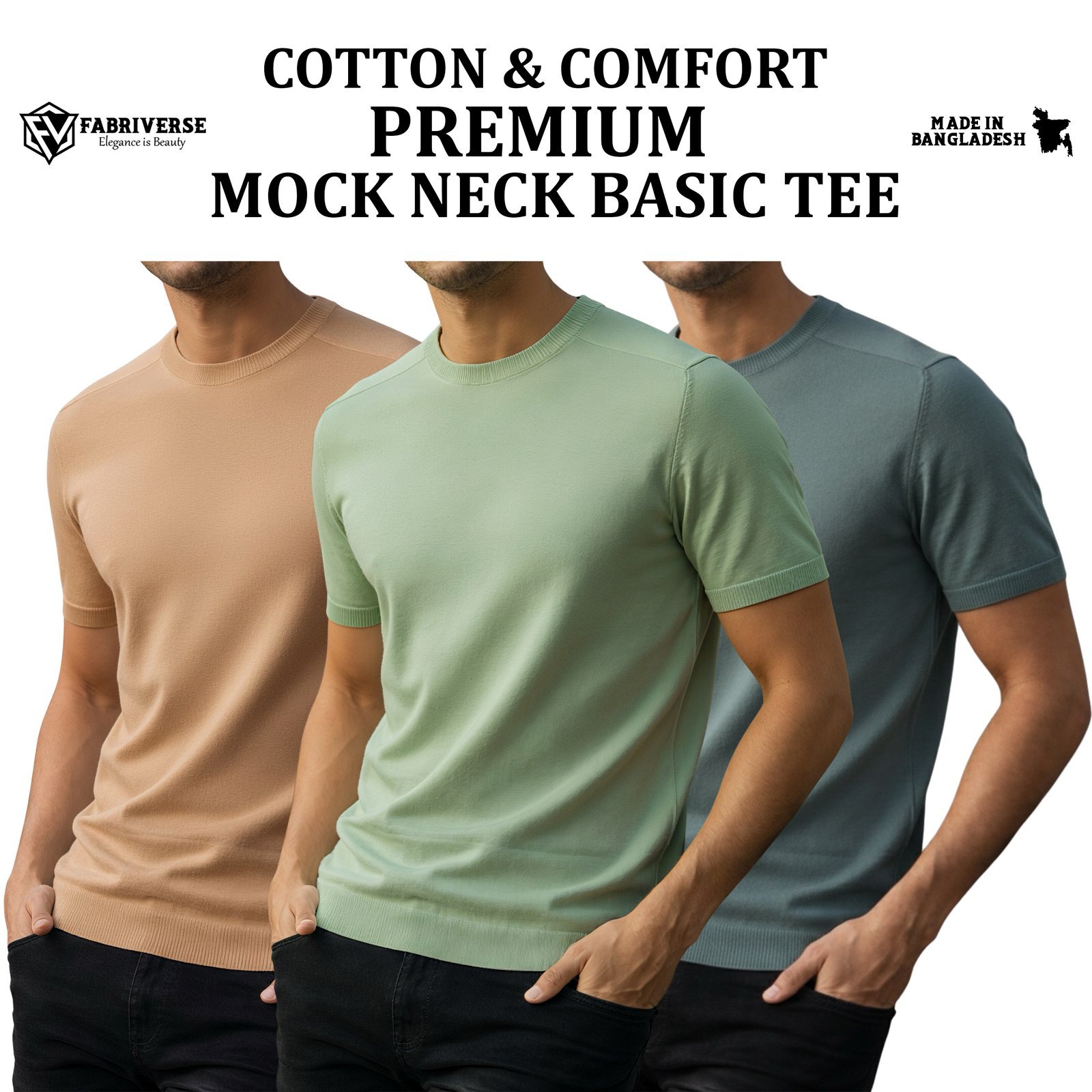 Premium Mock Neck (Beige-Lemon-Pastle)