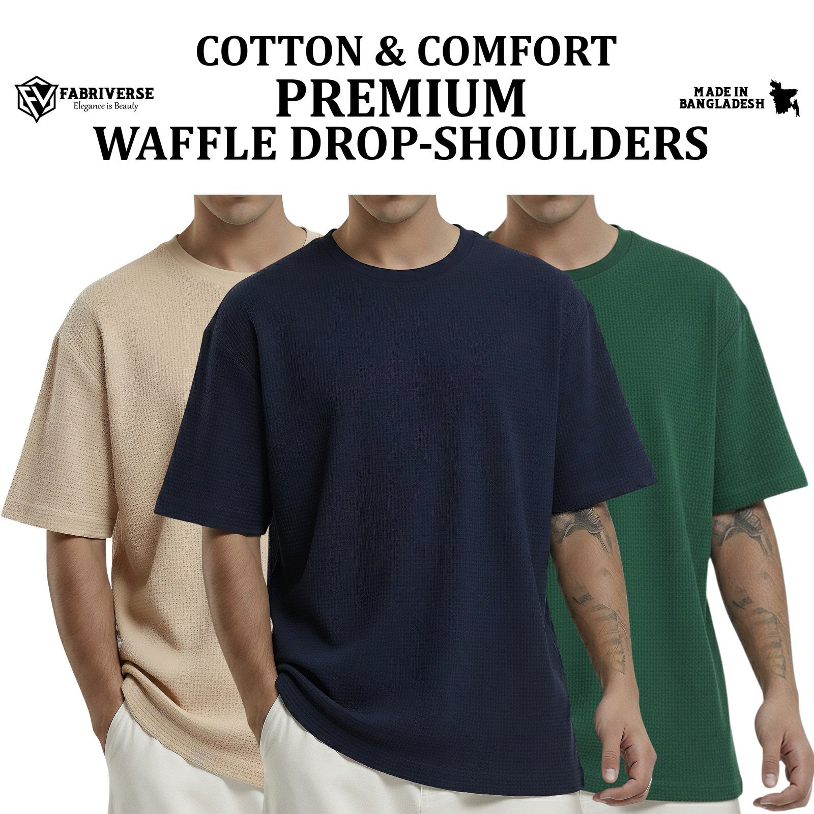 Premium Waffle Drop (Biscuit-Navy-B.Green)
