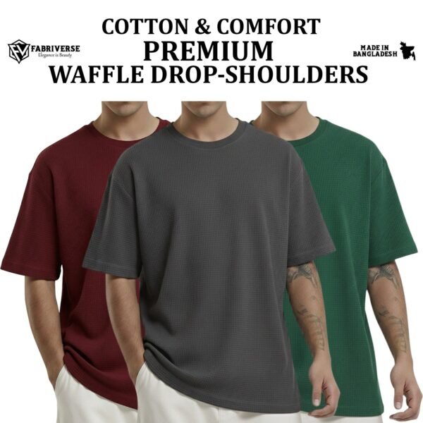 Premium Waffle Drop (Maroon-Charcoal-B.Green)