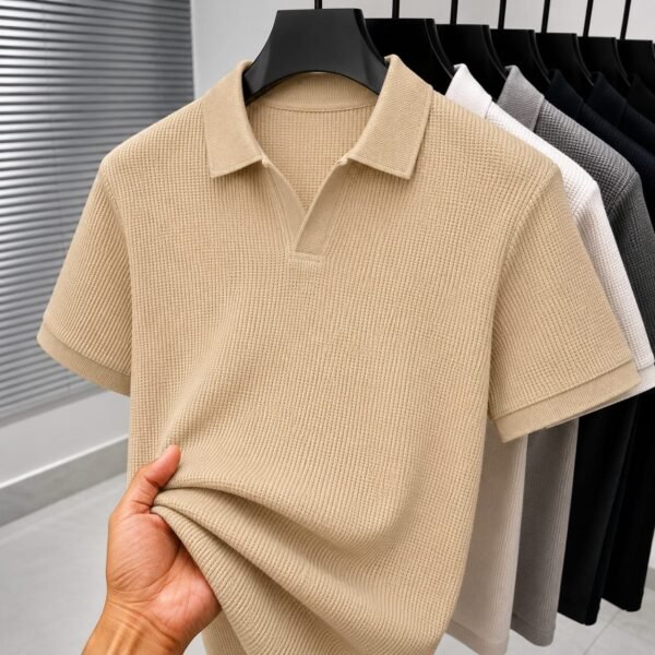 Premium Waffle Cuban Polo (Cream)