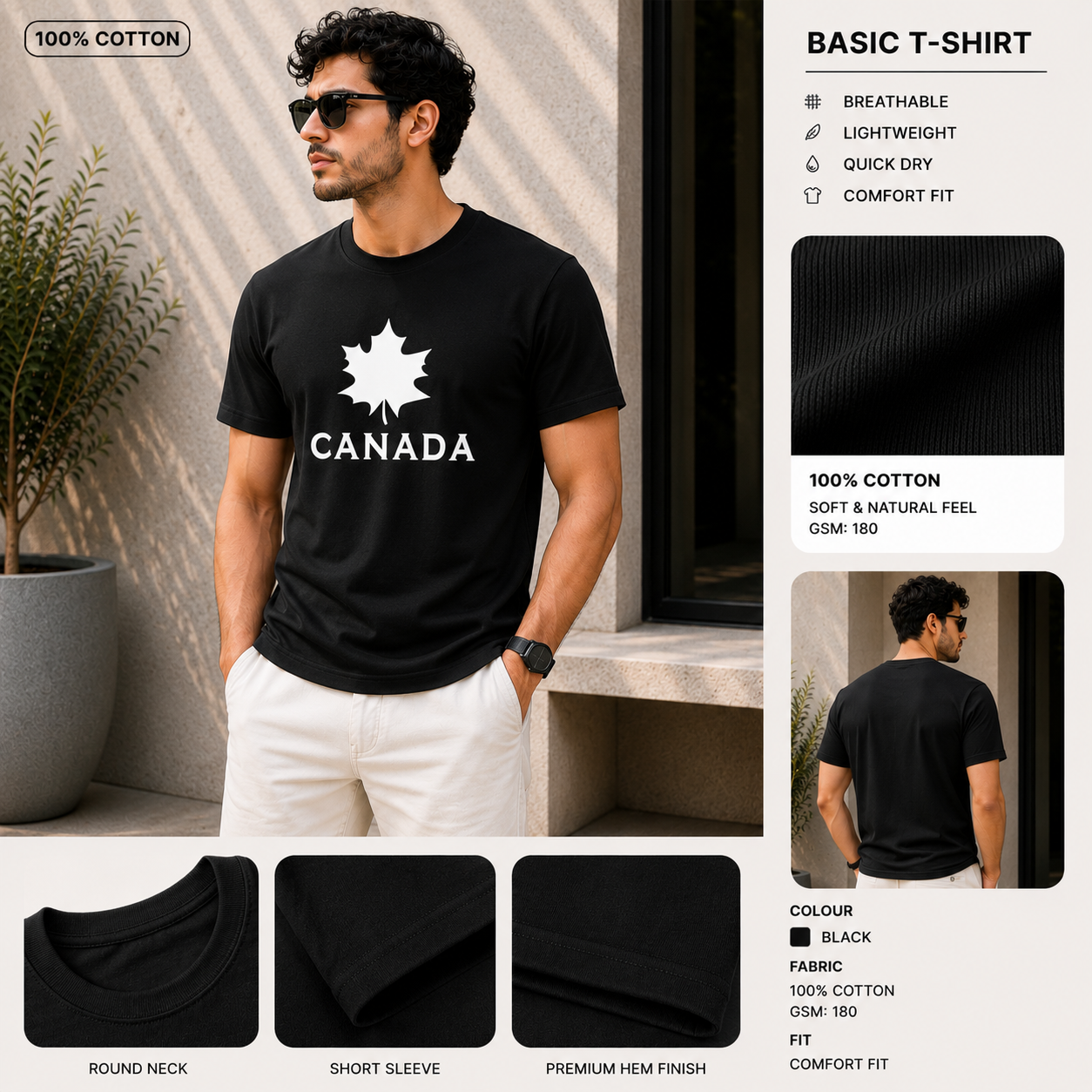 Printed Basic T-Shirt (Black)