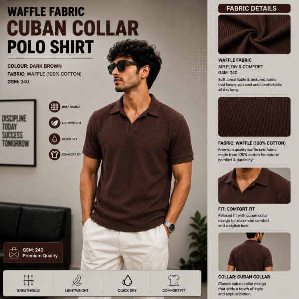 Premium Waffle Cuban Polo (Coffee)