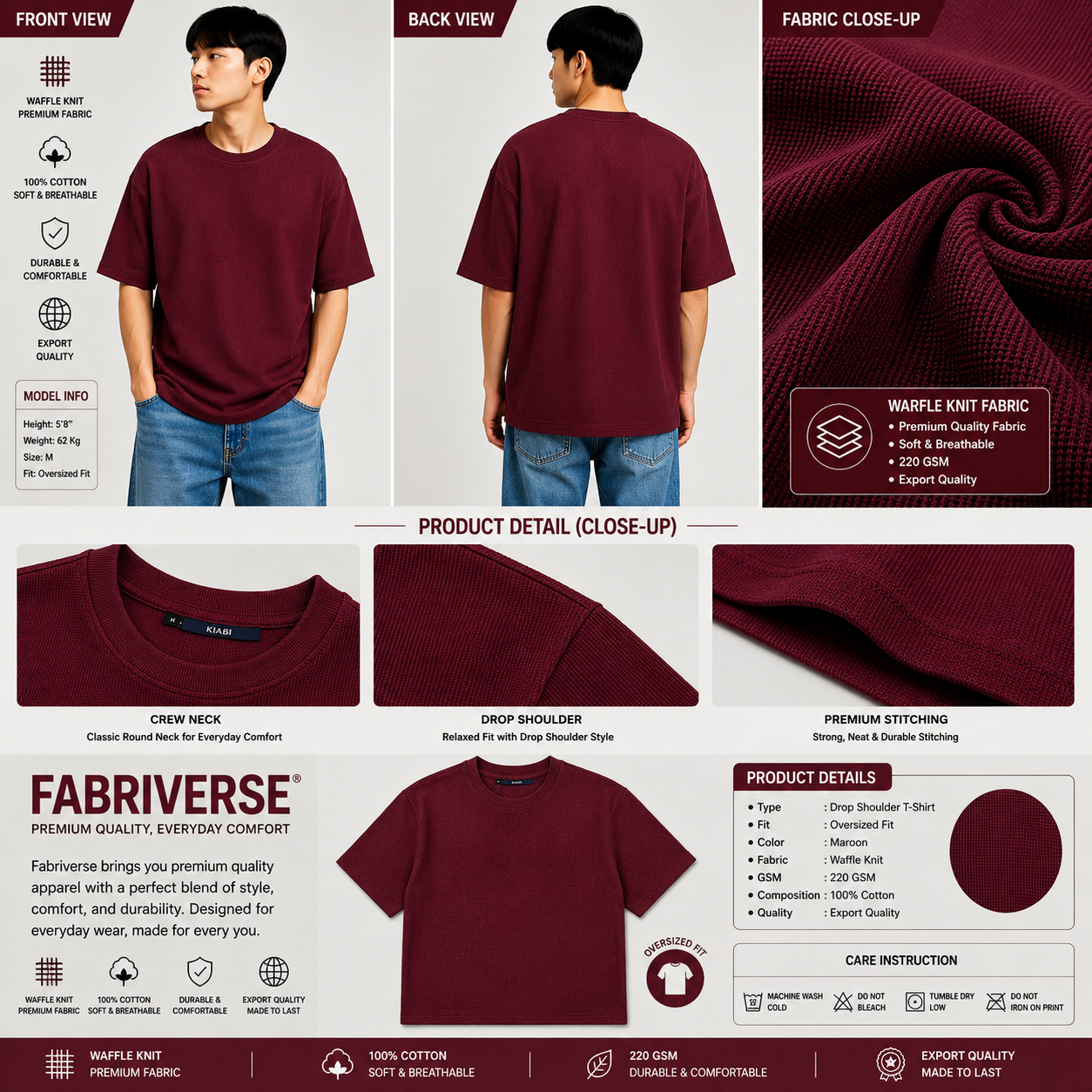 Premium Waffle Drop (Maroon)