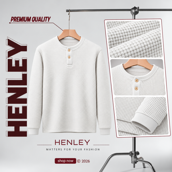 Premium Henley Full Sleeve T-Shirt (White)