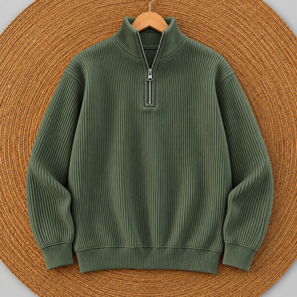 Premium Half Zipper Sweatshirt (Olive)