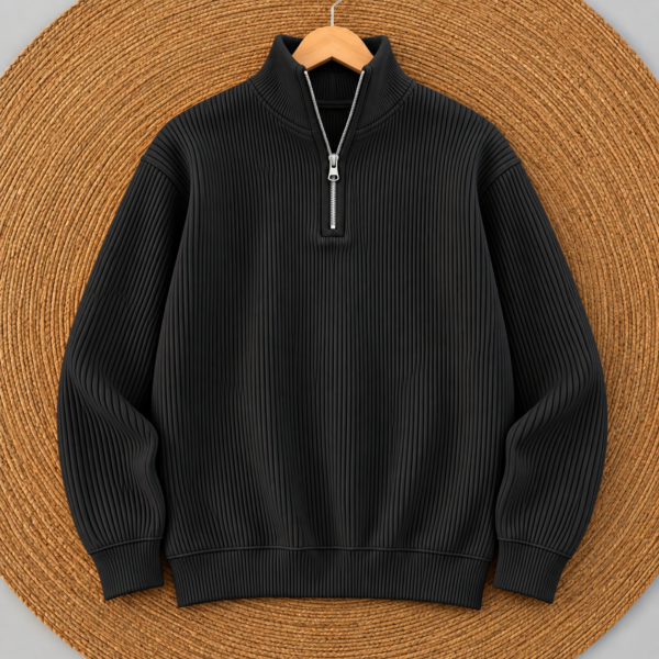 Premium Half Zipper Sweatshirt (Black)