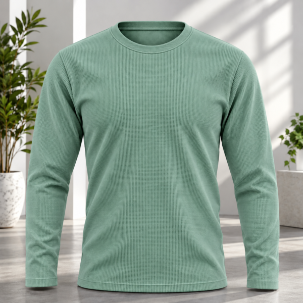 Premium Waffle Full Sleeve Tee (Mint)