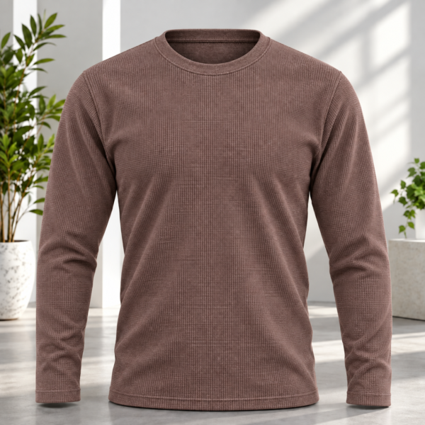 Premium Waffle Full Sleeve Tee (Coffee)